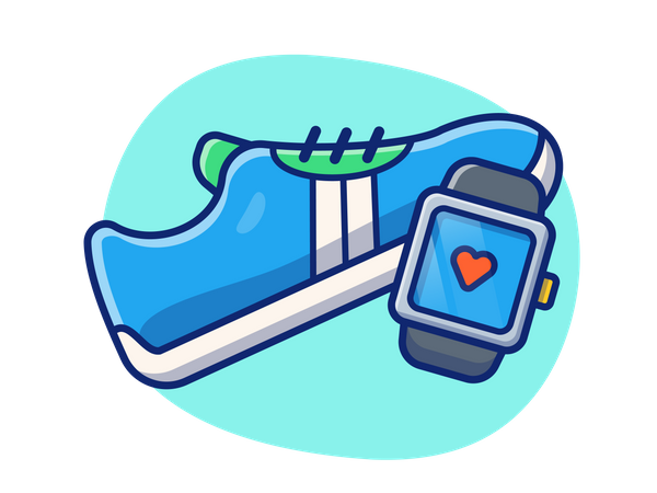 Smart watch and sport shoes  Illustration