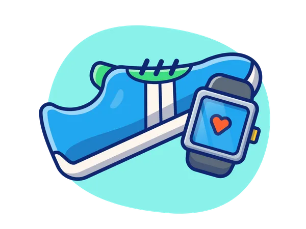 Smart watch and sport shoes  Illustration