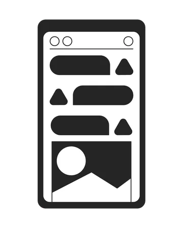 Smartphone Flat Monochrome Isolated Vector Object Portable Gadget Notification On Screen Editable Black And White Line Art Drawing Simple Outline Spot Illustration For Web Graphic Design Illustration