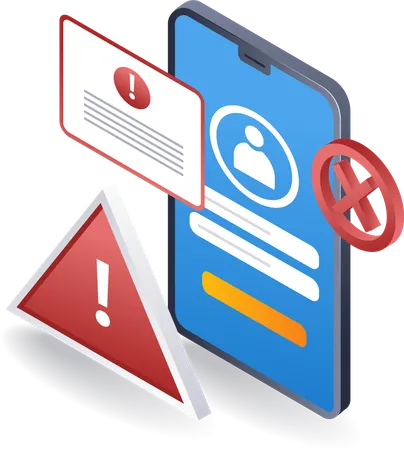 Smartphone account error warning window  Illustration