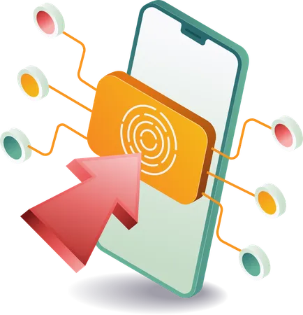 Smartphone account security fingerprint  Illustration