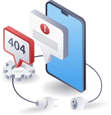 Smartphone affected by error code 404  Illustration