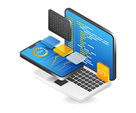 Smartphone analyst programmer technology application  Illustration