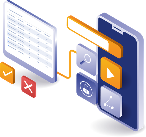 Bildschirmtest zur Analyse von Smartphone-Anwendungen  Illustration