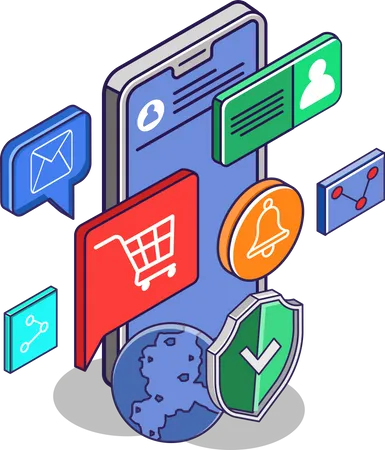 Smartphone Application Security With E Commerce Illustration