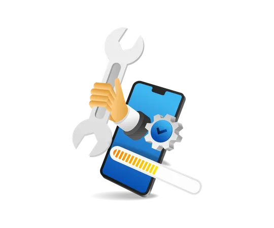 Smartphone app upgrade process  Illustration