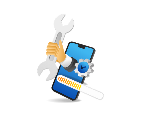 Smartphone app upgrade process  Illustration