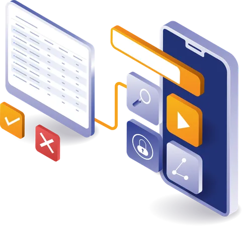 Smartphone application analysis management screen test  Illustration