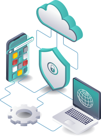 Smartphone application data management with cloud server technology  Illustration