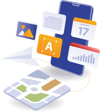 Smartphone application map technology  Illustration