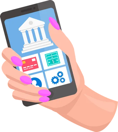 Smartphone avec application pour transactions sans contact  Illustration