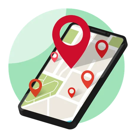 Smartphone Avec Illustration De La Carte Epingles De Carte GPS Points De Verification Des Broches Du Navigateur Illustration Vectorielle Illustration