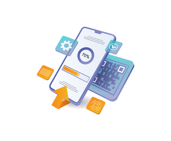 Smartphone barcode scanning process  Illustration