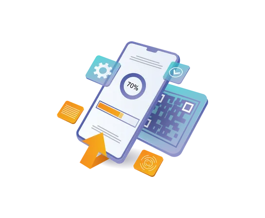 Smartphone barcode scanning process  Illustration