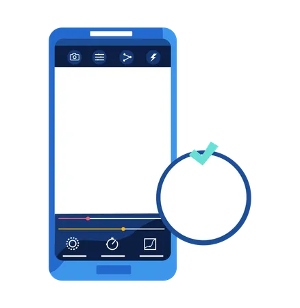 Smartphone bleu avec écran tactile blanc  Illustration