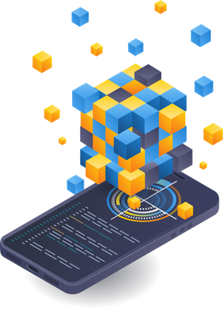 Contrôle de l'analyse commerciale de la blockchain des smartphones  Illustration