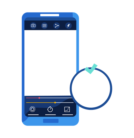 Smartphone blue with white touchscreen  Illustration