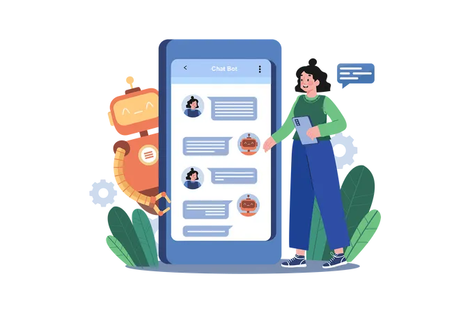 Smartphone Bot Chat Service  Illustration