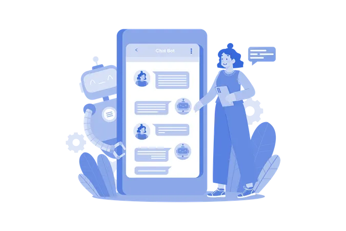 Smartphone Bot Chat Service  Illustration