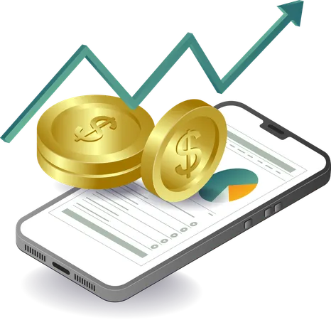 Finanzmanagement für Unternehmen über Smartphones  Illustration