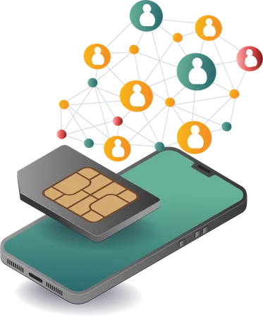 Smartphone card network  Illustration