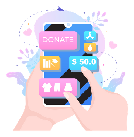 Smartphone Charity Application Illustration