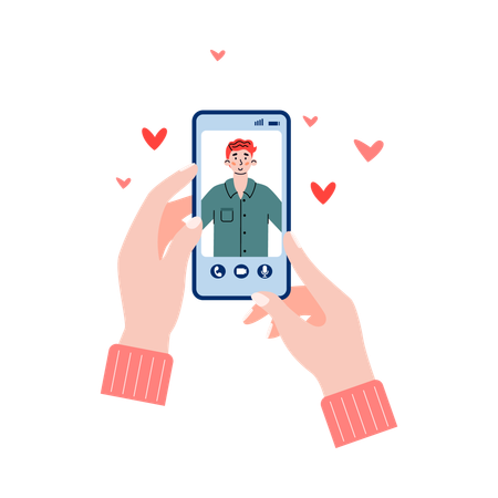 Smartphone com aplicativo de bate-papo de namoro na tela  Illustration