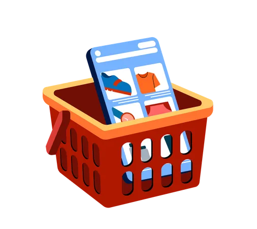 Smartphone dans le panier d'achat  Illustration