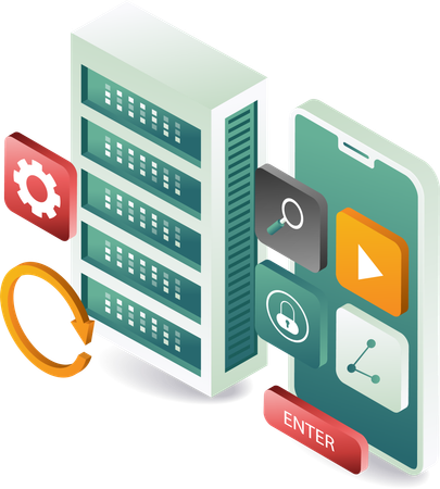 Smartphone data cloud server application  Illustration