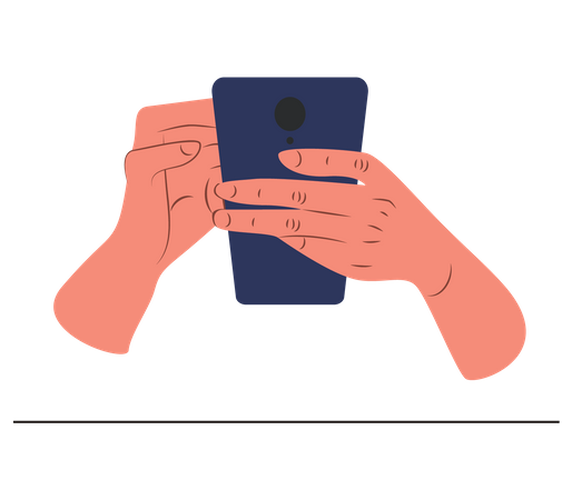 Mão segurando smartphone  Ilustração
