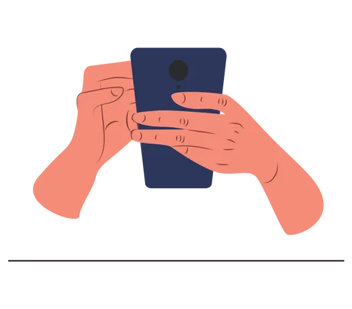 Mão segurando smartphone  Ilustração