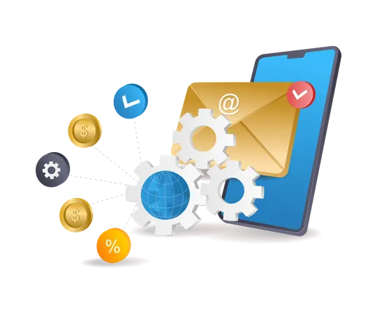Smartphone email application network  Illustration