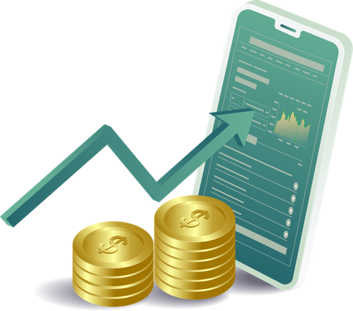 Smartphone financial analysis business management  Illustration