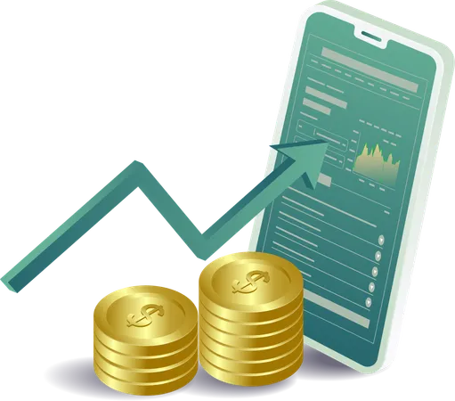 Smartphone financial analysis business management  Illustration