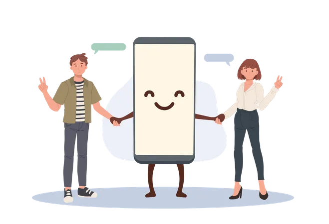 Smartphone friendship Illustration