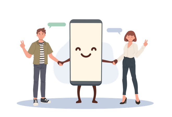 Smartphone friendship  Illustration