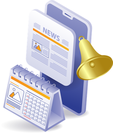 Calendário de lembretes de notificação de informações do smartphone  Ilustração