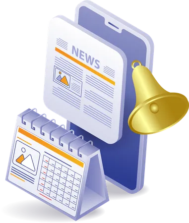 Calendário de lembretes de notificação de informações do smartphone  Ilustração