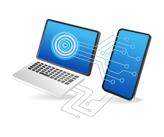 Smartphone maintenance process network  Illustration