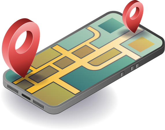 Smartphone map application  Illustration