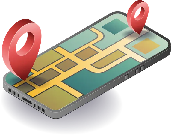 Smartphone map application  Illustration