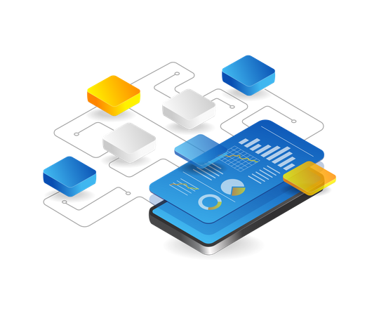 Smartphone network application maintain analysis  Illustration