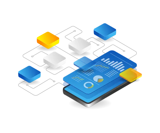 Smartphone-Netzwerkanwendung pflegt Analyse  Illustration