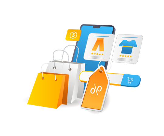 Smartphone online shopping application  Illustration