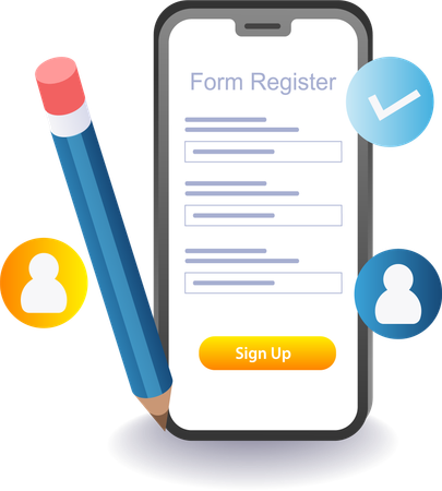 Smartphone register account  Illustration