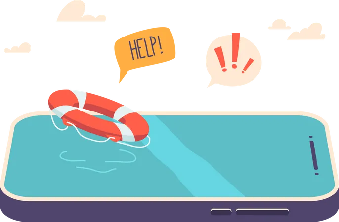 Smartphone Screen With Lifebuoy Symbolizes The Concept Of Information Security Representing The Protection And Rescue Of Personal Data From Potential Threats And Dangers Cartoon Vector Illustration Illustration