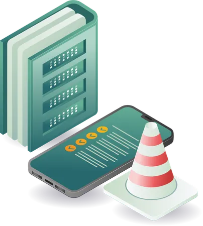 Smartphone server data repair management  Illustration