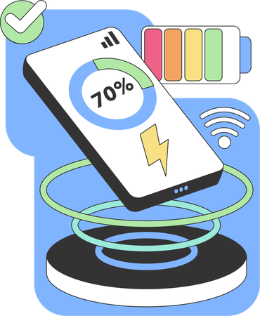Smartphone showcasing battery status  Illustration