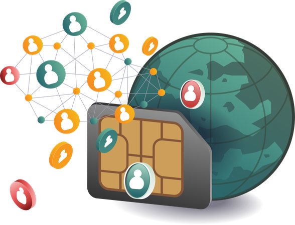 Smartphone signal network  Illustration