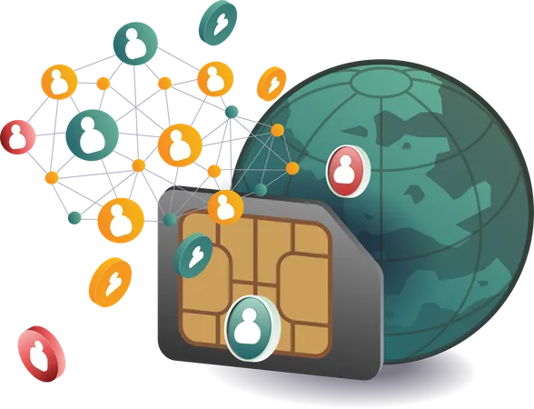 Smartphone signal network  Illustration